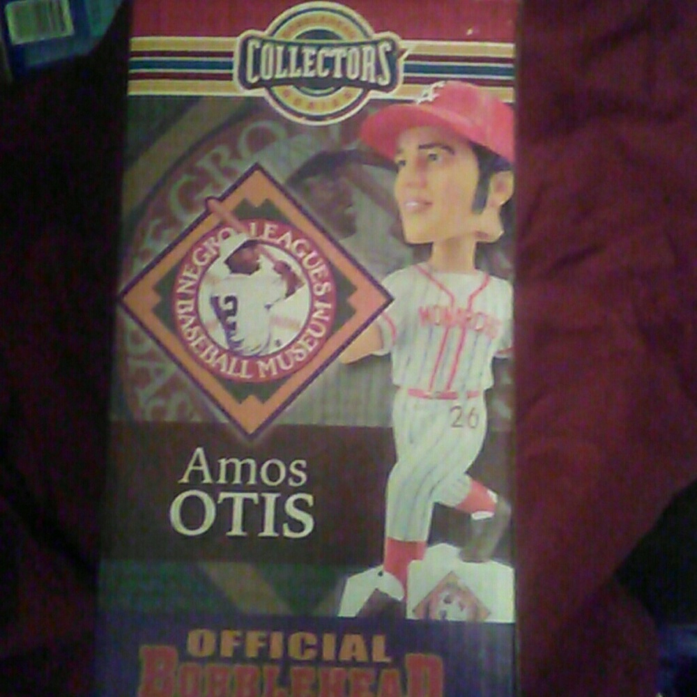 Signed Amos Otis baseball bobble head collections